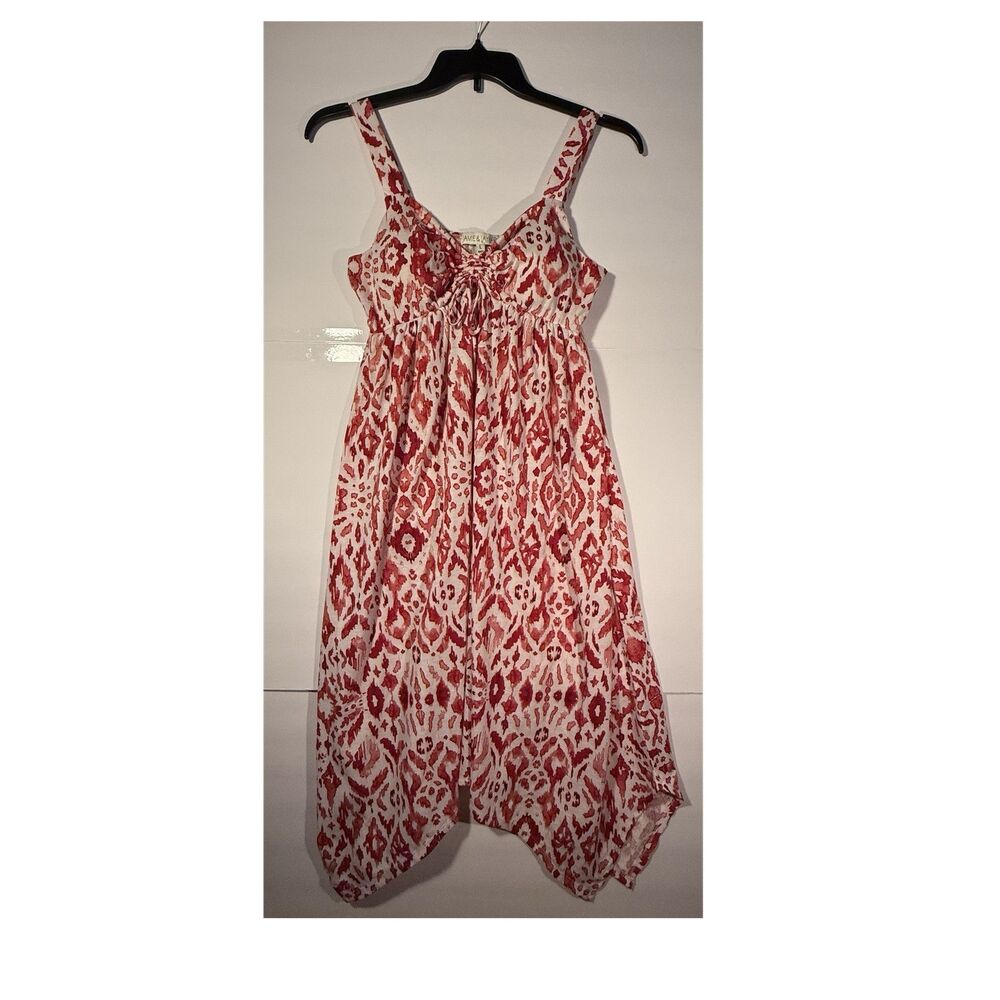 Jamie & Layla Size L Red White Geometric Sundress Polyester Spandex Women